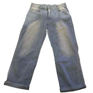 Women’s XXL Light Wash Wide Leg Utility Jeans Cuffed Hem Patch Pocket Denim